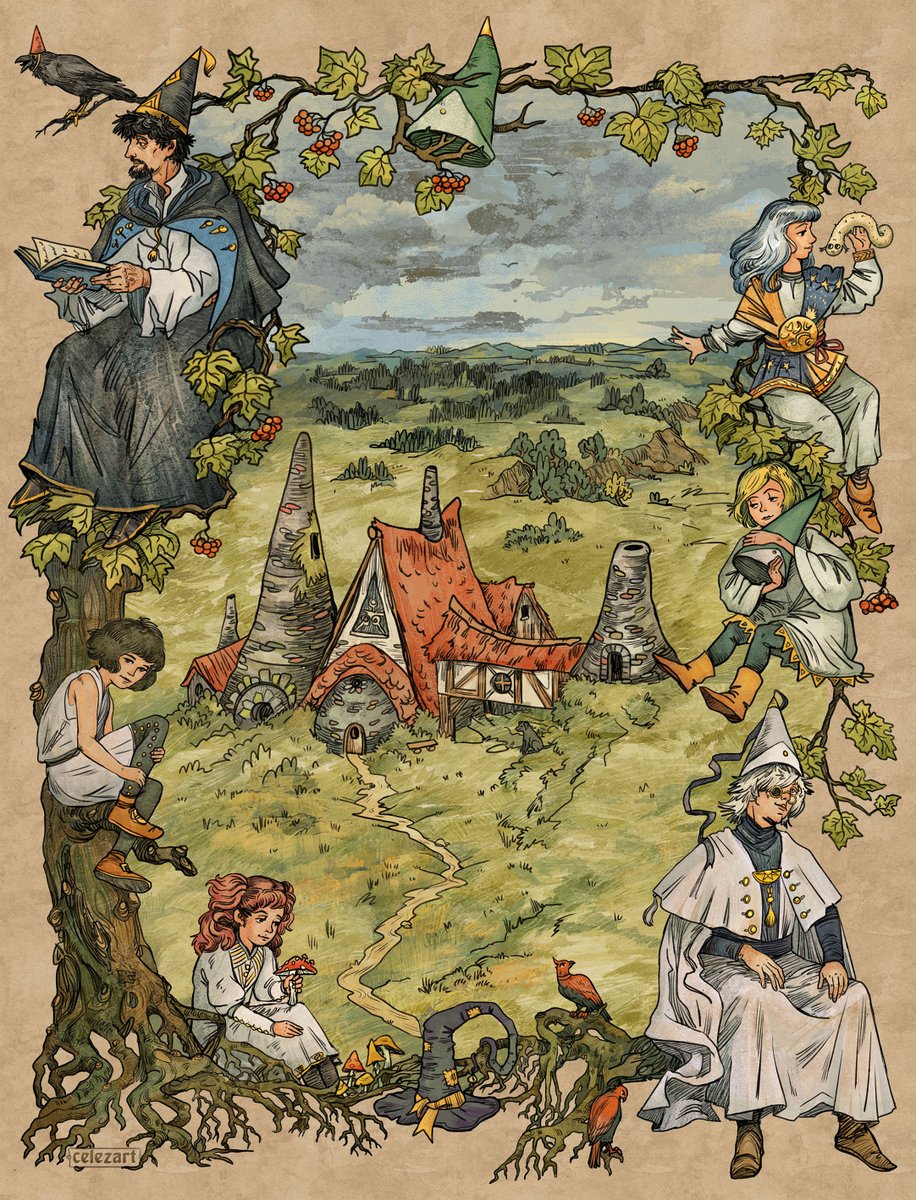 Comissioned poster I drew for one fan of "Witch hat atelier" manga. It was sooo fascinating expirience, because I've never tried to drew complex ornamental compositions with lots of decorative elements before.
#witchhatatelier