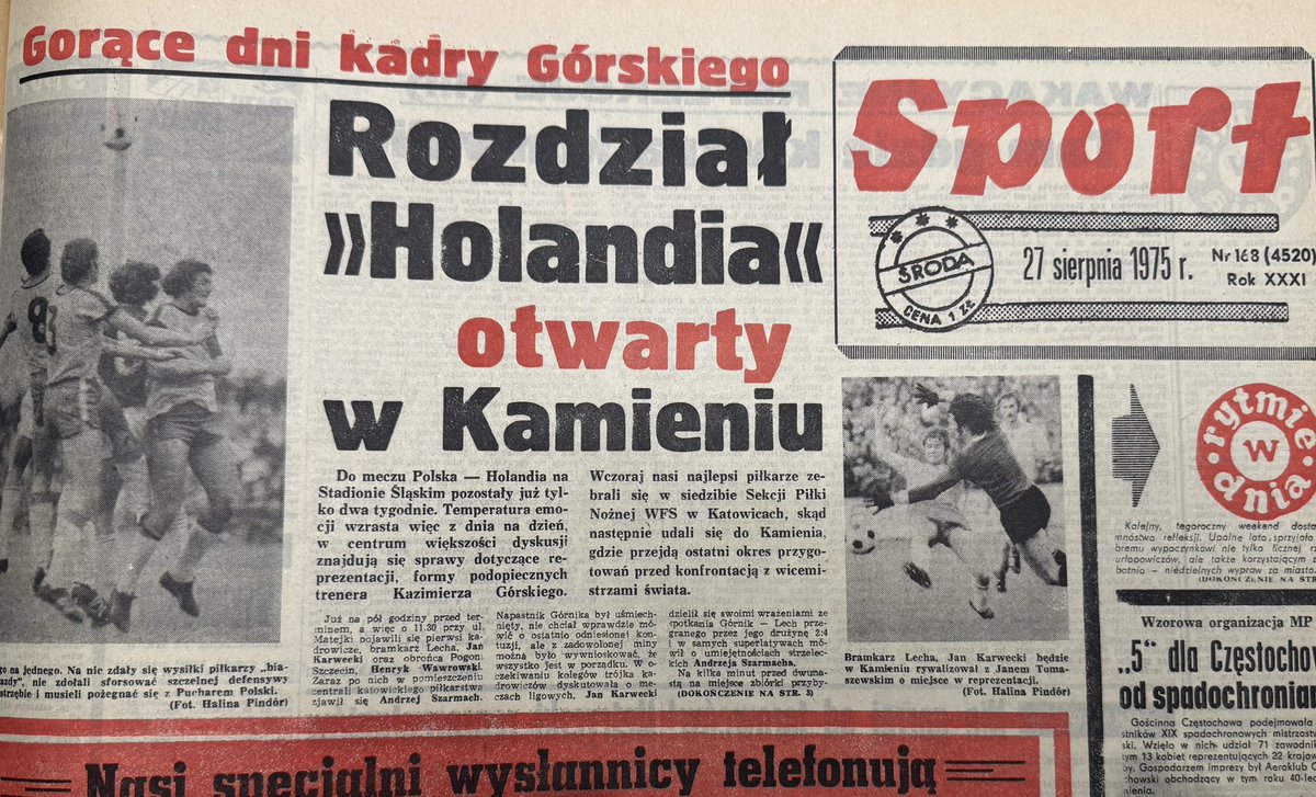 To jest fantastyczny omen🧡Polska zaraz gra mecz z Holandią. Tymczasem dokładnie pół wieku temu w Katowicach rozpoczęło się zgrupowanie przed spotkaniem z… Holandią na Śląskim i był to jeden z najlepszych meczów w dziejach🔥4:1
Czytajcie naszą gazetę 🙂⬇️
dzienniksport.com.pl