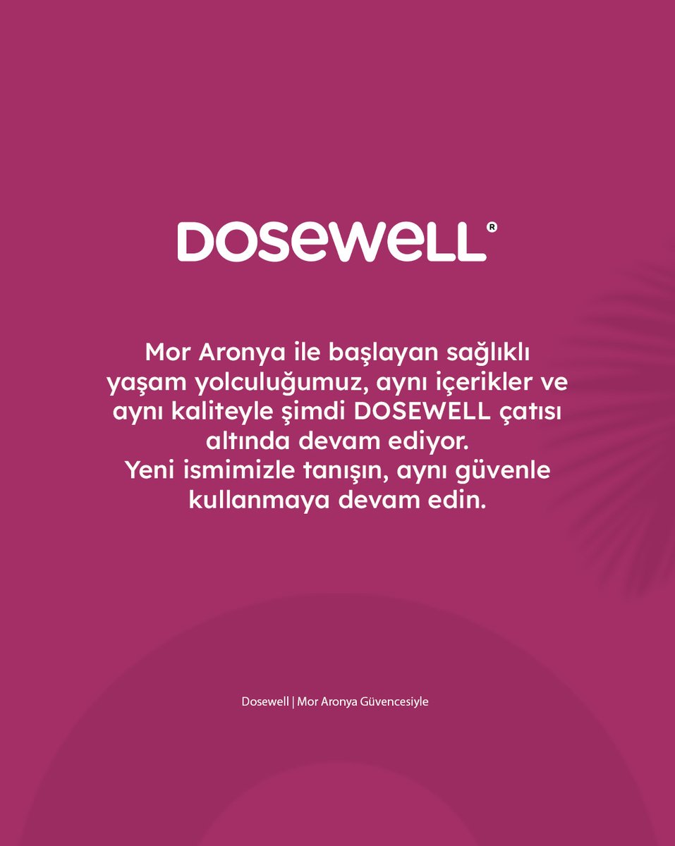 Mor Aronya’nın Yeni Nesil İyi Yaşam Markası: Dosewell
Markamız yenilendi ama özümüz aynı kaldı. Yeni markamız Dosewell ile “iyi yaşam” kavramını merkeze alıyoruz. Her lokmada “kendim ve sevdiklerim için iyi bir şey yapıyorum” hissini yaşatmayı hedefliyoruz.
#Dosewell #MorAronya