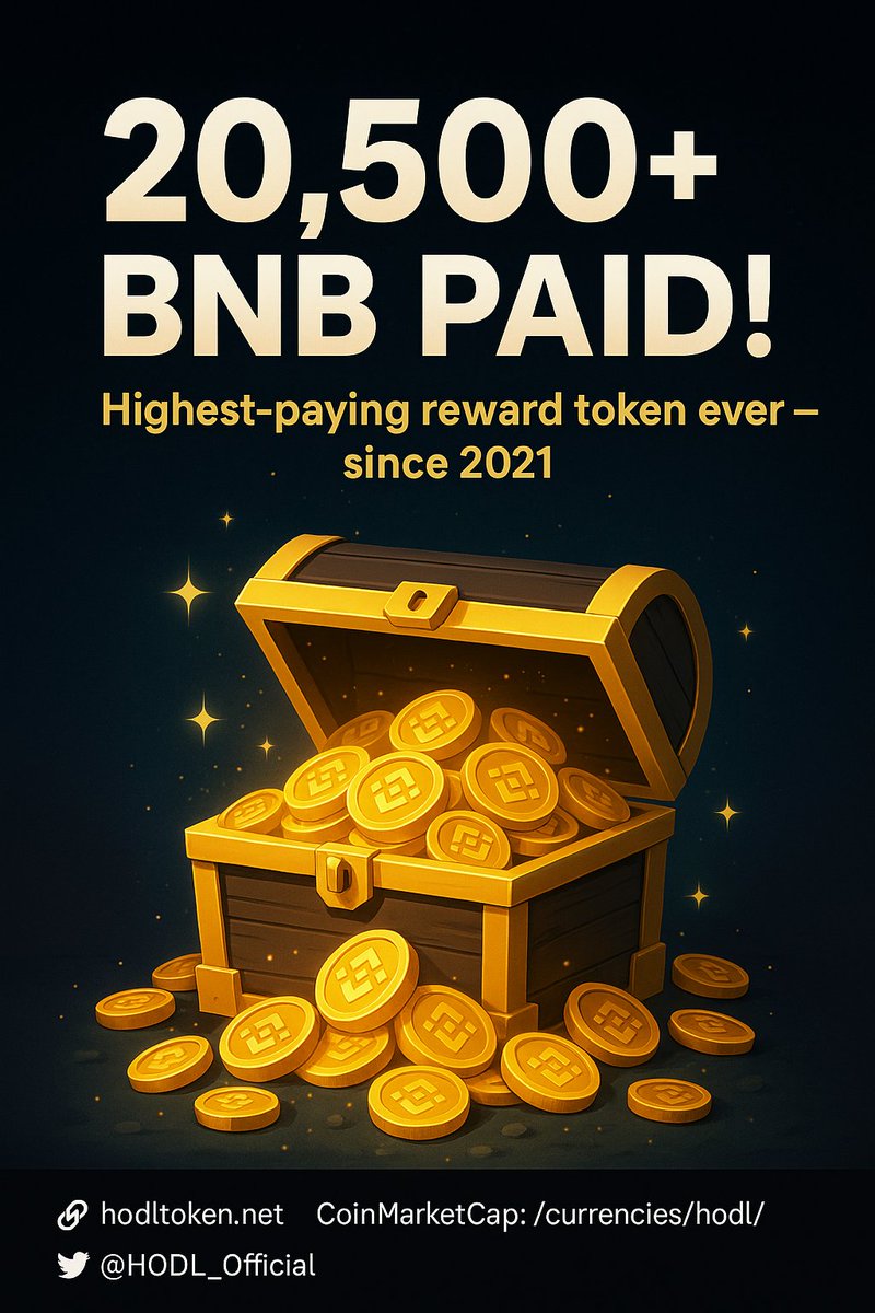 ✊ $HODL: 4+ Years Building on the <a href="/BNBCHAIN/">BNB Chain</a> 💪

20,500+ $BNB paid in rewards since 2021 — the highest-paying reward token ever! 💰

Nonstop building: staking, swaps, app, NFTs with utility + 6 P2E games, with more to come! 🎮

hodltoken.net | coinmarketcap.com/currencies/hod…