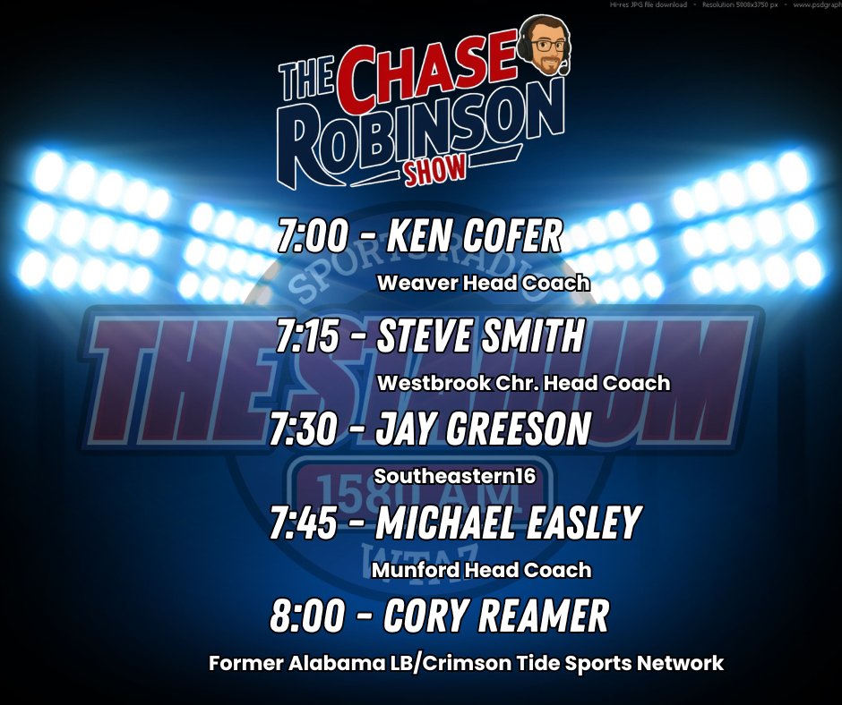 LOADED Wednesday show on The Chase Robinson Show this morning from 7-9am CT on <a href="/1580TheStadium/">1580 The Stadium</a> 

LISTEN LIVE: radio.securenetsystems.net/cirruscontent/…