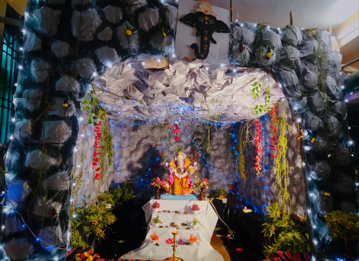 Bappa's arrival is a canvas for creativity!🍁

My student's artistic touch makes this ganesh puja decoration truly special😁🥰