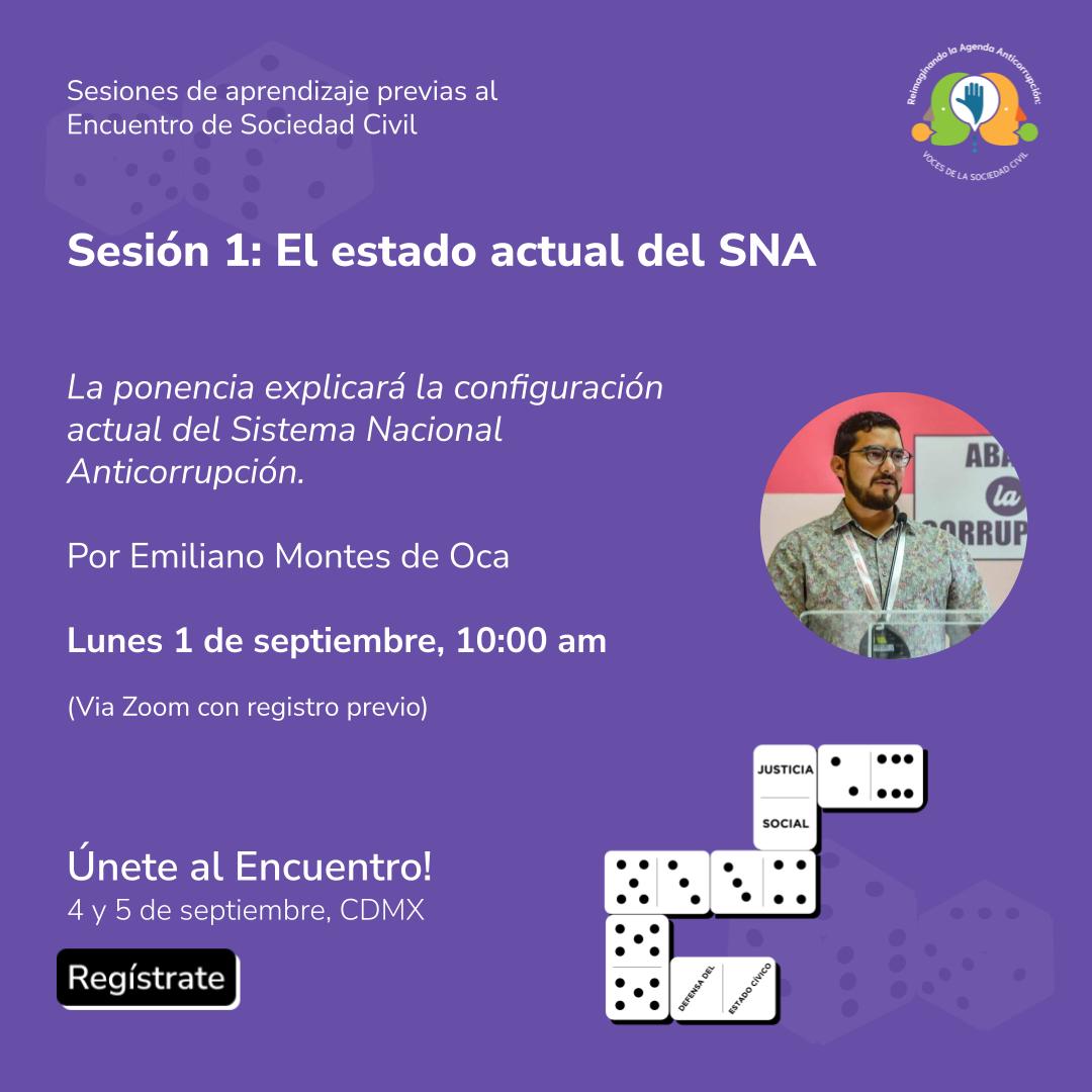 ¿Sabes qué es el Sistema Nacional Anticorrupción y cómo funciona hoy en día? 🤔
Únete a nuestra sesión en vivo y descubre su estado actual junto a <a href="/EmilianoMDO/">Emiliano Montes de Oca Téllez Rojo</a> 
¡No te quedes fuera! 
Regístrate a la sesión: us06web.zoom.us/meeting/regist…
Regístrate al encuentro:
forms.gle/iGkjUYk6v46TXb…