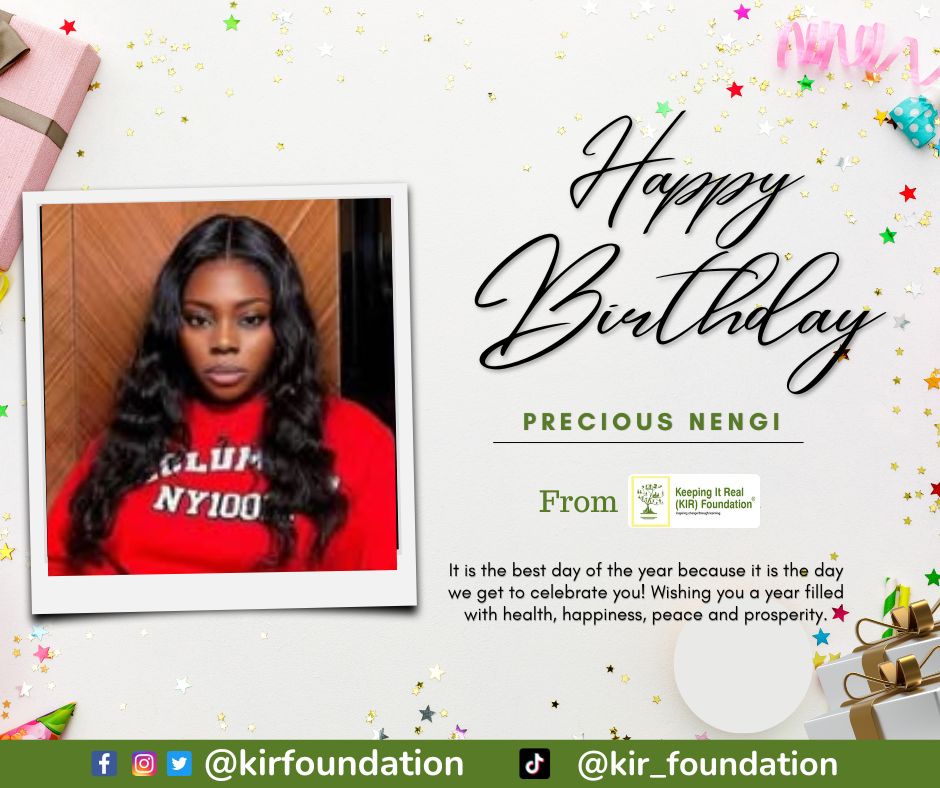 kirfoundation's tweet image. 🎉#HappyBirthday to our amazing volunteer, @nengi_precious!

Dear Precious Nengi, the #KIRFoundation team celebrates you on your special day for being a disability-inclusion advocate!💛
May your day be filled with love, laughter &amp;amp; pleasant memories.🌍✨

#BlessedBeyondMeasure