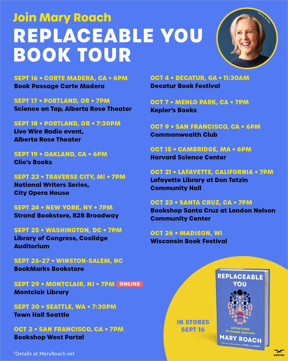 Mary Roach (@mary_roach) on Twitter photo Getting out and about a bit this fall...  Stop by! Getting out and about a bit this fall...  Stop by!