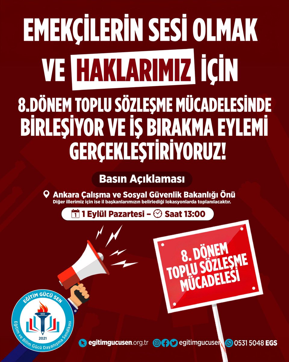 Cüzdanımızdaki yangını görmezden gelenler, attıkları imzalarla sefaletimizi tescilledi. Bu adil olmayan düzeni de, imza atanları da unutmayacağız! Haklarımız için 1 Eylül 13.00’te Çalışma Bakanlığı önündeyiz!#EğitimGücüSenMeydanda