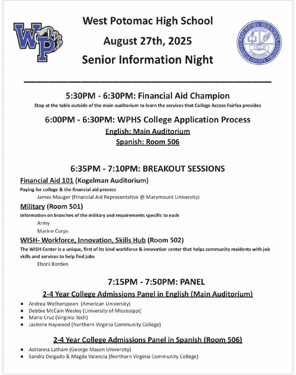 wphsccc's tweet image. Class of 2026! Senior Information Nogut is TONIGHT for all seniors &amp;amp; parents/guardians.  Look forward to seeing you tonight!