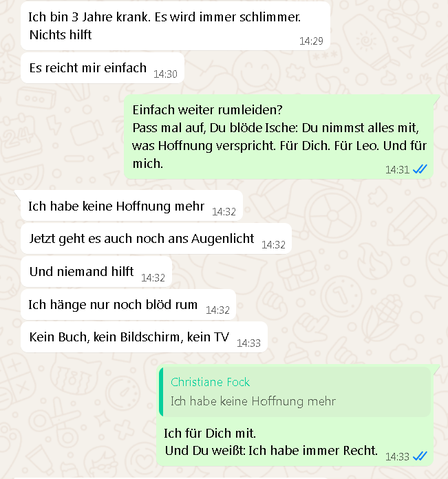 Hier und da muss ich S2 einnorden. 
Machte das sechs Tage in Aachen.
Online ist doof, aber da muss sie und ich durch.