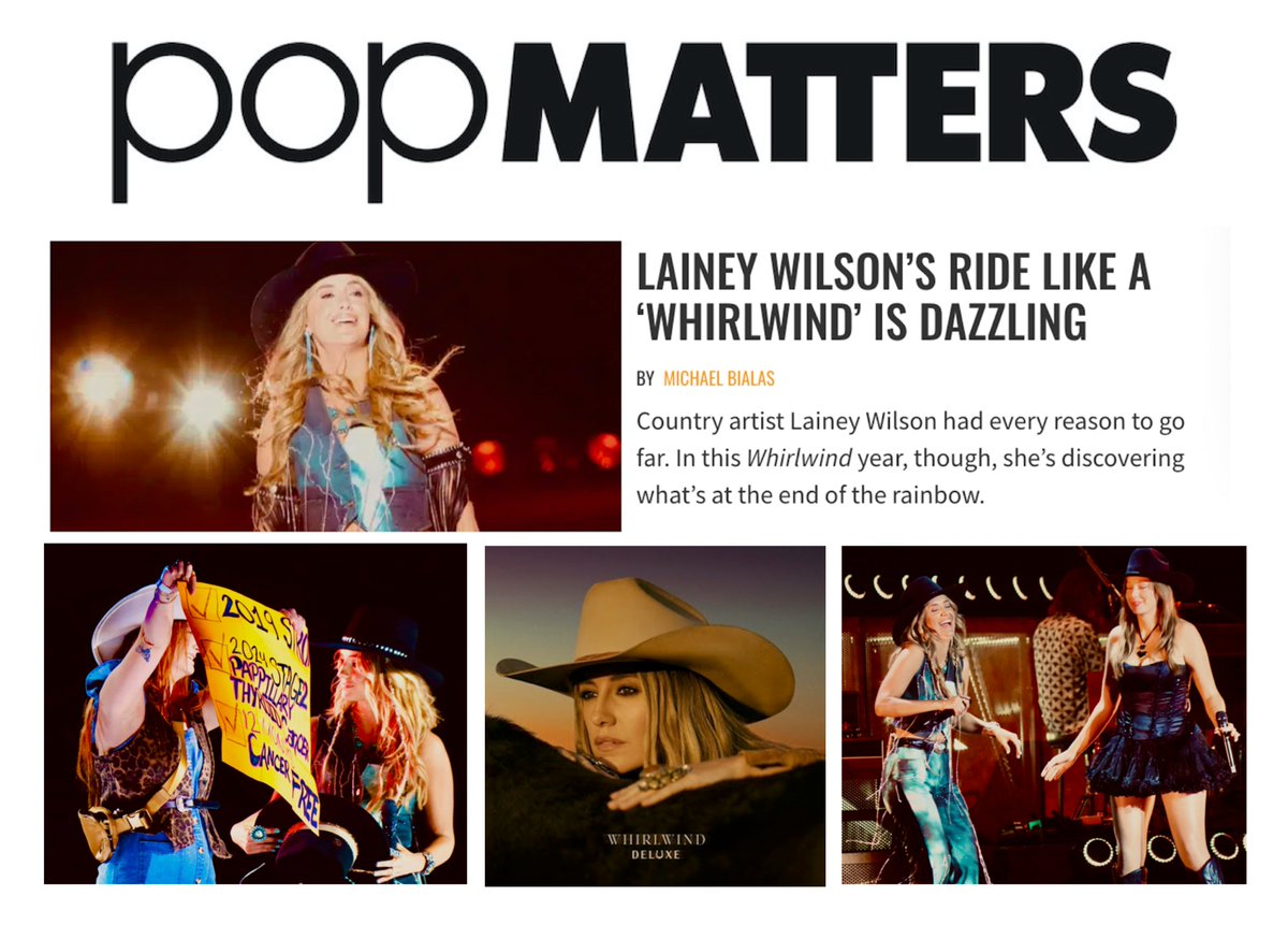 ICYMI: What to expect at a <a href="/laineywilson/">Lainey Wilson</a> show:

“Life is a whirlwind a lot of times for all of us. Tonight we’re gonna celebrate it! We’re gonna embrace it! Y’all, we’re gonna have the time of our lives!”
READ @Popmatters: popmatters.com/lainey-wilson-…
LISTEN: laineywilson.com/somewhereoverl…