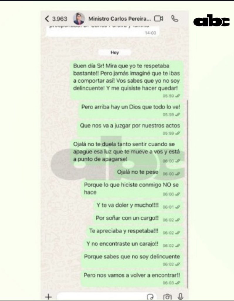 “Oscar Nenecho Rodriguez”:

Porque fue denunciado por el interventor Carlos Pereira, tras los agresivos mensajes del ex intendente