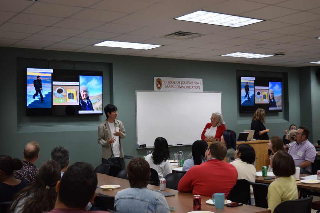 This Monday, we welcomed a new cohort of graduate students, including 11 Research MA and Ph.D. students and 11 Professional MA students. Our new and current students, faculty and staff capped off a busy orientation day with a social at (where else?) the <a href="/WisconsinUnion/">Wisconsin Union</a> Terrace.