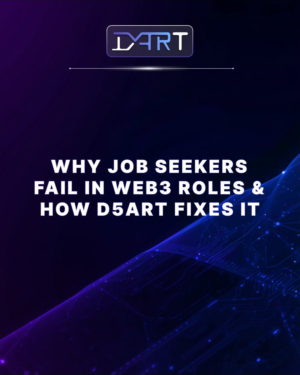 ❌ Why job seekers fail in Web3: resumes don’t cut it. Let’s fix this 🧵

#d5art #skillpassport #jobseeker #aijobs #web3jobs