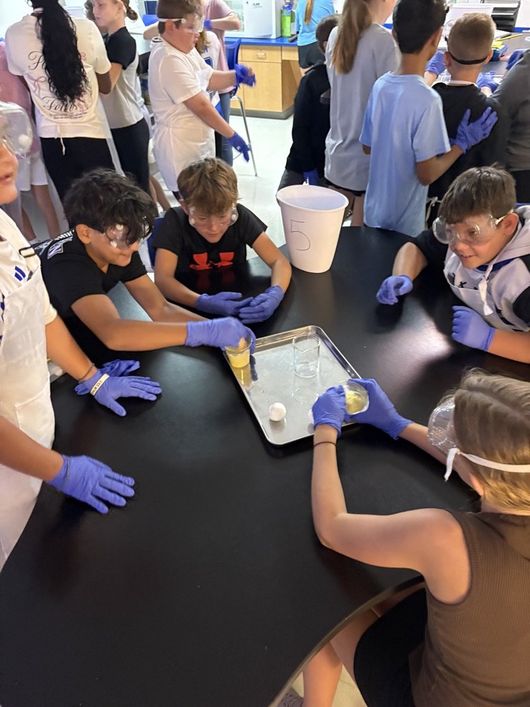 Sixth grade suited up in Science today and completed their first lab! #RobinsonISD