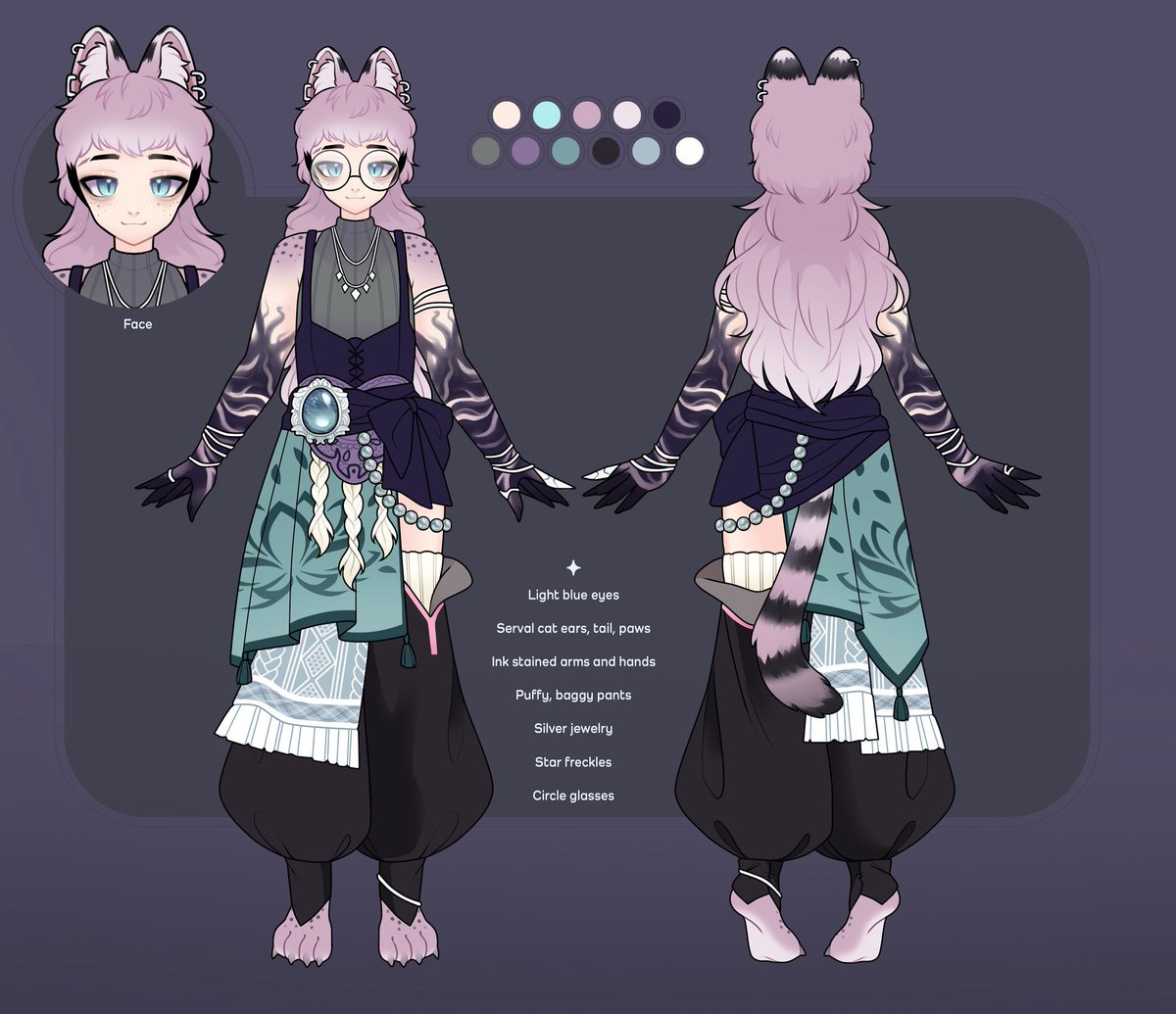 New ref sheet for my model, made by the amazing <a href="/_binnybun_/">binnybun</a> 🌸✨thank you again 🩷