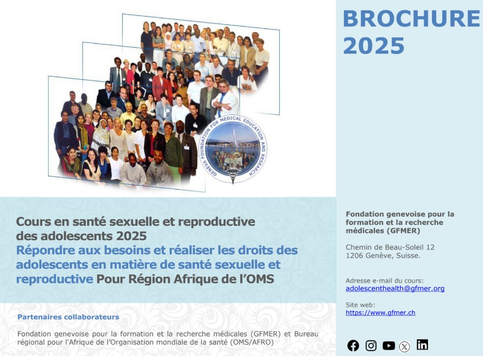 GFMER/OMS AFRO: Cours en santé sexuelle et reproductive des adolescents 2025 - mailchi.mp/2c728a74193b/2…