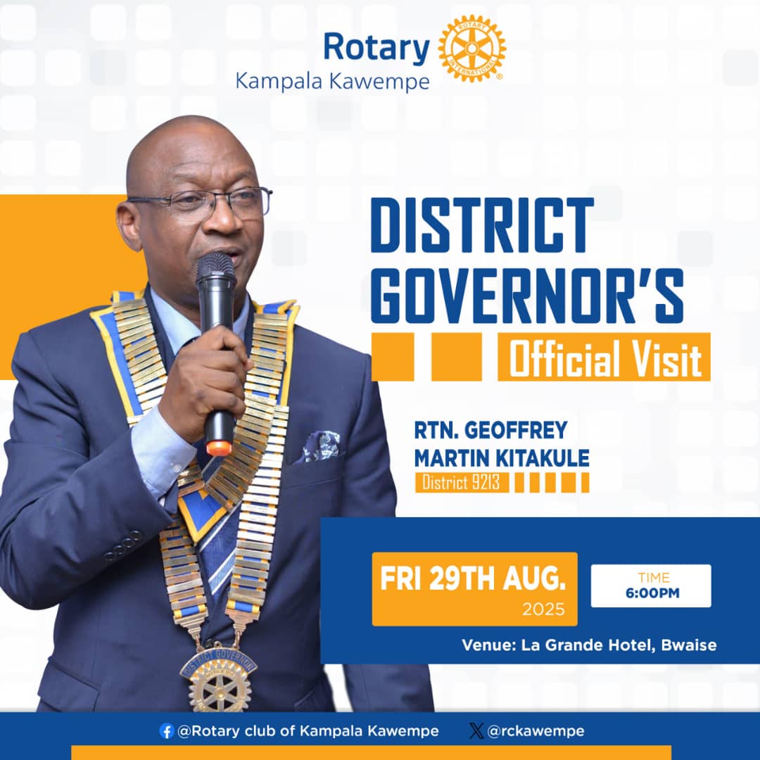 Rotary club of Kampala-Kawempe (@rckawempe) on Twitter photo π Big day ahead and the Countdown is ON! π
This Fri 29th Aug, 6PM at La Grande Hotel, Bwaise we host our DG Rtn Geoffrey Martin Kitakule for his official visit! π
Join us for inspiration, fellowship & Rotary impact. πβ¨
#Rotary #DGsVisit 
#UniteforGood π Big day ahead and the Countdown is ON! π
This Fri 29th Aug, 6PM at La Grande Hotel, Bwaise we host our DG Rtn Geoffrey Martin Kitakule for his official visit! π
Join us for inspiration, fellowship & Rotary impact. πβ¨
#Rotary #DGsVisit 
#UniteforGood
