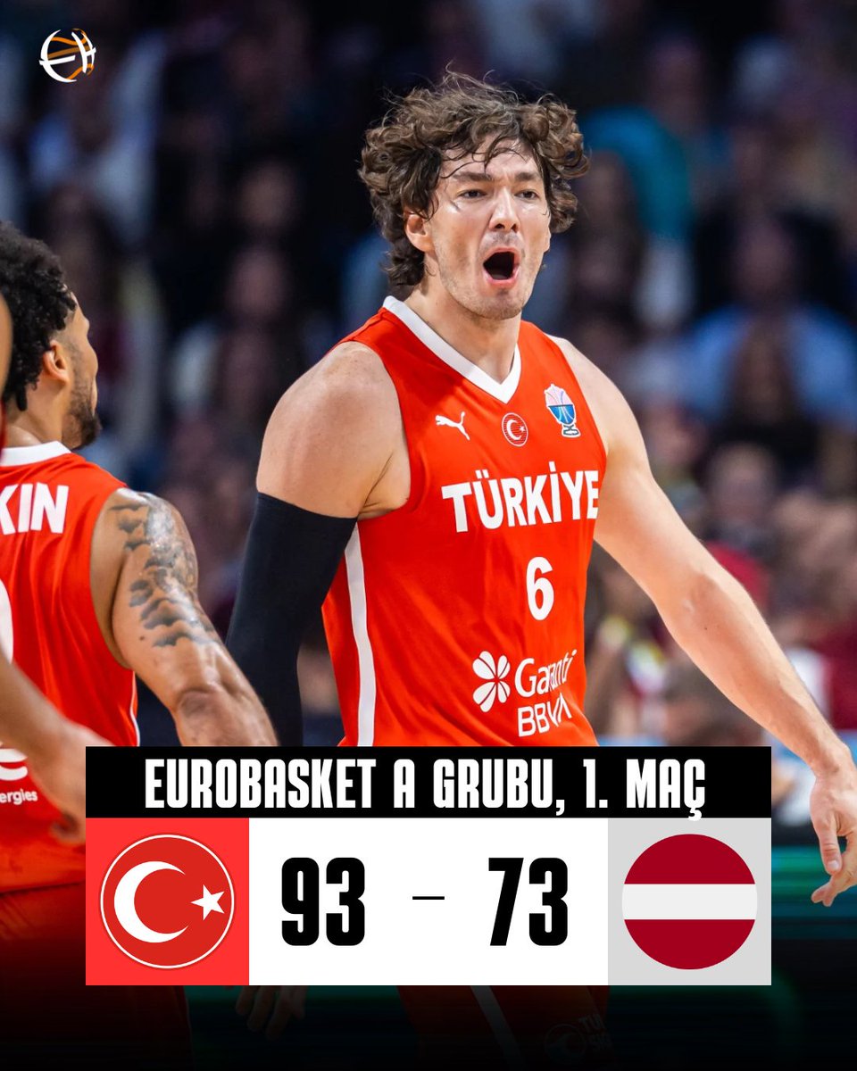 🇹🇷 12 DEV ADAM, EUROBASKET'E KAZANARAK BAŞLIYOR!

✅ Milli Takımımız, A grubundaki ilk maçında ev sahibi Letonya'yı 93-73 ile geçti.

🏀 Cedi Osman 20 sayı
🏀 Alperen Şengün 16 sayı, 8 ribaund, 7 asist

#EuroBasket