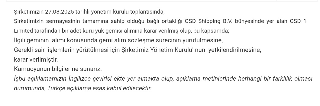 PiyasaTturkiye's tweet photo. #GSDHO #GSDDE (Gemi alınması)
📍İki kuru yük gemisi alımı kararı alındı. https://t.co/ZAuLduPRHm