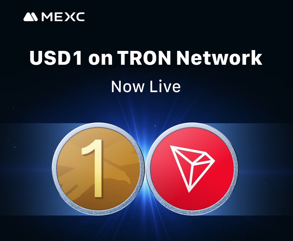 منصة #MEXC تعلن عن دعم عملة USD1 على شبكة #TRON خطوة تعزز خيارات التداول وسرعة التحويلات للمستخدمين .