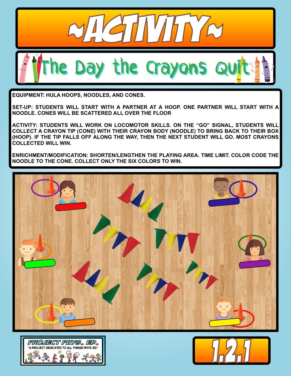 Today's project in #physed: 🖍️The Day the Crayons Quit🖍️

Video➡️ youtu.be/z422N6mkeoI

Lesson⬇️