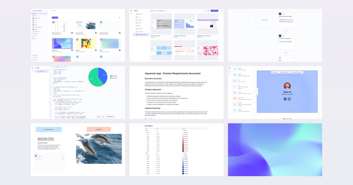 A little sneak peek of what we’ve been cooking:

A new suite of modular creative tools, all in one connected workspace. Edit anything by hand or with AI, whichever you prefer, and publish with 1 click!

Tools include:
- Document editor
- File drive
- Whiteboard
- Website builder