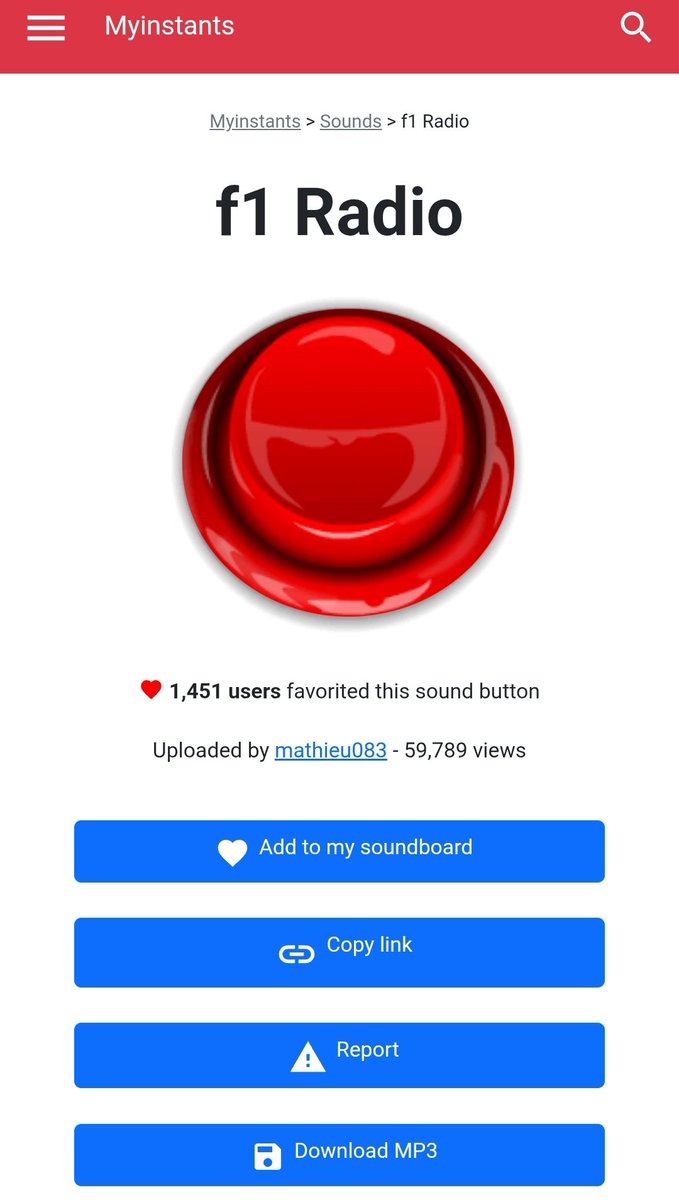 myinstants.com/en/search/?nam…
여기 들어가면 팀라디오 소리 말고도 슈퍼막스 노래나 에프원 카 엔진 소리도 다 잇어서 참고하면 좋을 듯... 이름 누르고 다운로드 mp3 하면 댐