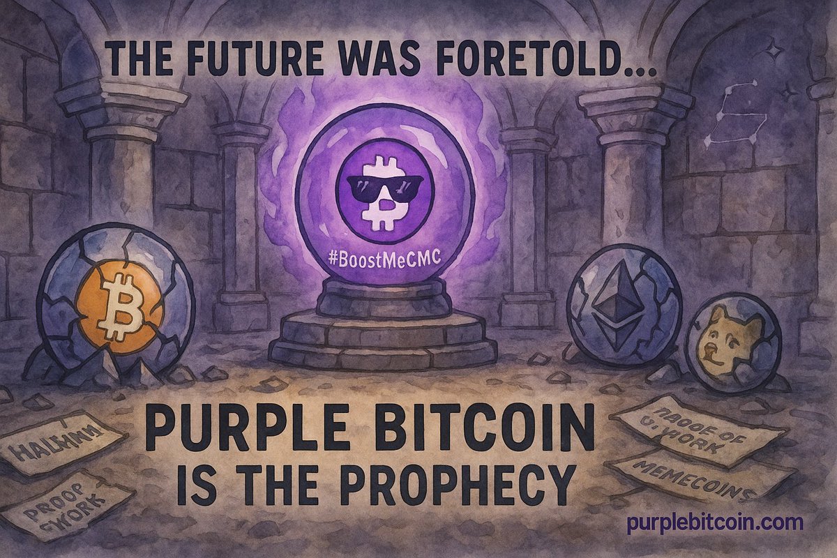 Coin Pusher VI (@coinwizz303) on Twitter photo The old prophecies spoke of halvings, forks, and endless inflation.
None of them survived.
π Purple Bitcoin burns supply every transaction.
β‘ Built on Solana speed.
πͺ 21M hard cap β owned by the people.
The prophecy is here.
<a href="/CoinMarketCap/">CoinMarketCap</a> #BoostMeCMC The old prophecies spoke of halvings, forks, and endless inflation.
None of them survived.
π Purple Bitcoin burns supply every transaction.
β‘ Built on Solana speed.
πͺ 21M hard cap β owned by the people.
The prophecy is here.
<a href="/CoinMarketCap/">CoinMarketCap</a> #BoostMeCMC