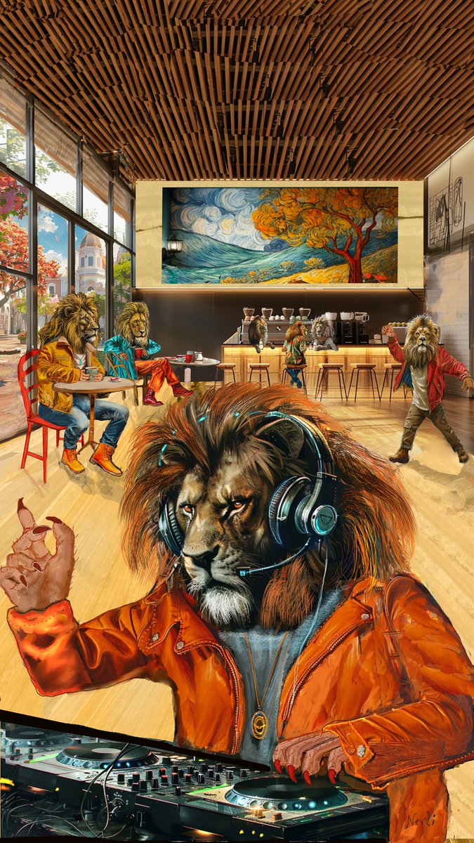 GM! Coffee, Rhythm and Roar! See my profile on thehug.xyz/artists/nerlie…  #nft #nfts #nftopensea #opensea #nftcollector #NFTinvestor #nftart #nftartist #peace