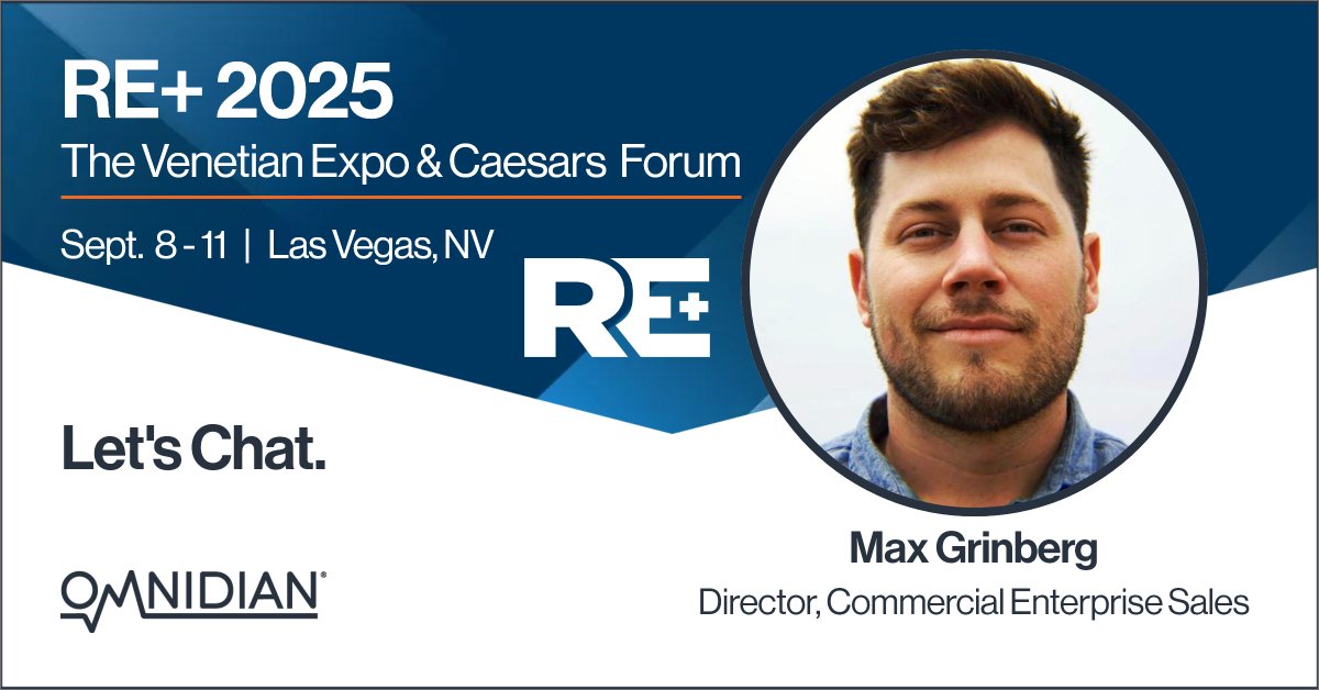 Omnidian's tweet image. Looking to boost your solar site performance? Max Grinberg will be at @REPlusEvents, ready to show how our innovative approach to solar &amp;amp; battery asset management can enhance your efficiency &amp;amp; ROI: hubs.ly/Q03DMh4K0

#REPlus25 #PerformanceOptimization #AssetManagement
