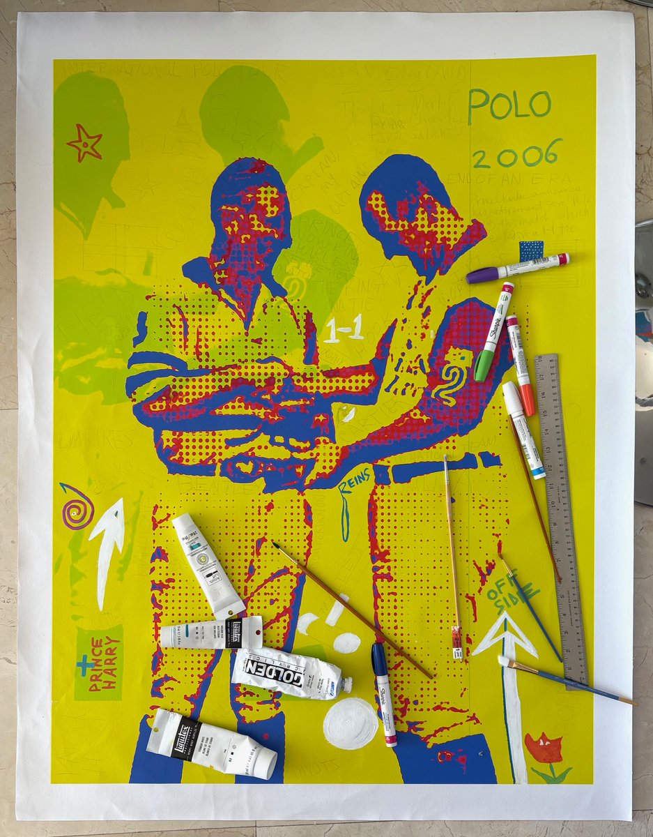 Day 3 of the Polo reveal for <a href="/SurviveCancerDC/">WeWillSurviveCancer</a>  event on Sept. 6th in Middleburg, VA. If you are in the area, ping me and come! Should be huge fun. Ron Burkhardt continues to create an iconic piece around King Charles and Tareq Salahi's final match against each other as team