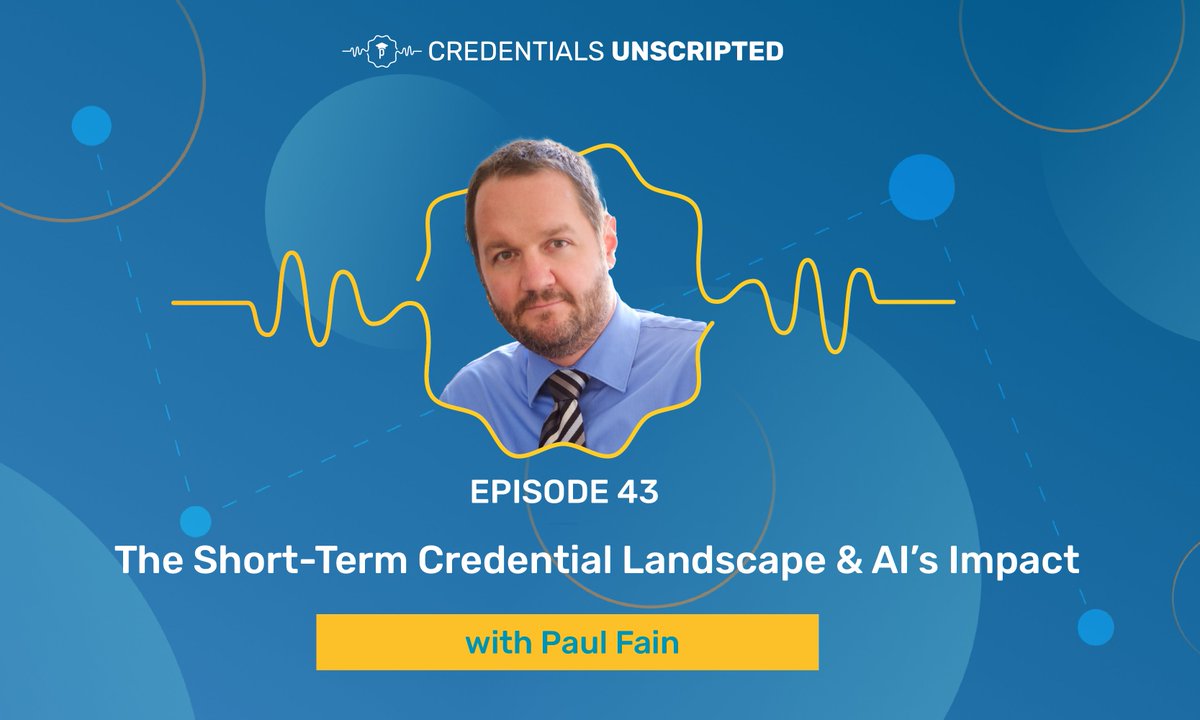 Instructure's tweet image. The credentialing world is moving fast.⚡️

On #CredentialsUnscripted, journalist and Workshift.org founder Paul Fain explores short-term credentials, ROI, and AI’s role in higher education.

👉 Tune in now: bit.ly/47lrklP