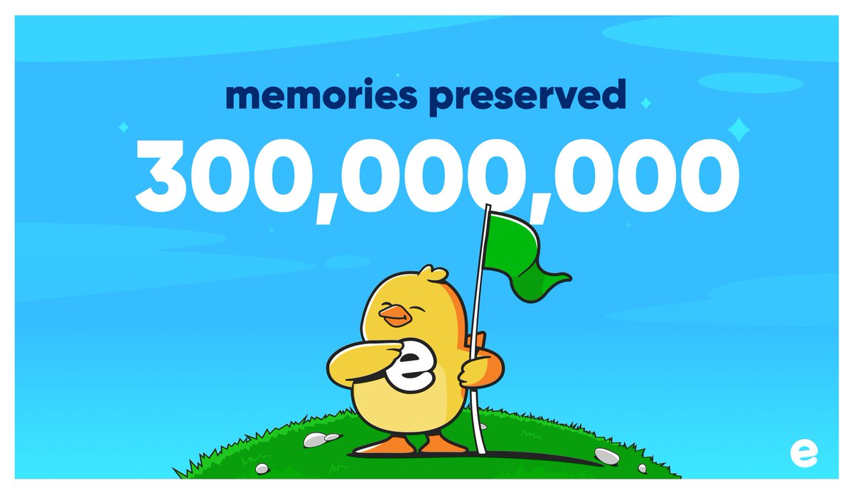 enteio's tweet photo. Ducky scaling new heights – 300 million memories preserved! https://t.co/OKo88pZy6p