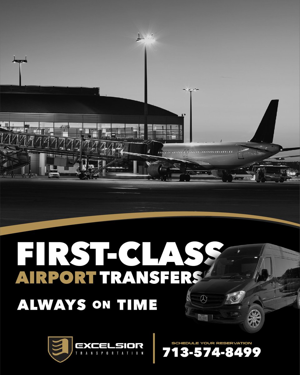 ExcelsiorDriver's tweet image. Airport Travel Should Be Stress Free—And With Excelsior, It Is.

From tracking your flight to handling your luggage, we make sure your trip starts and ends in comfort and peace of mind.

Call us at (713) 574-8499 📱 Or visit excelsiorlimo.com 💻