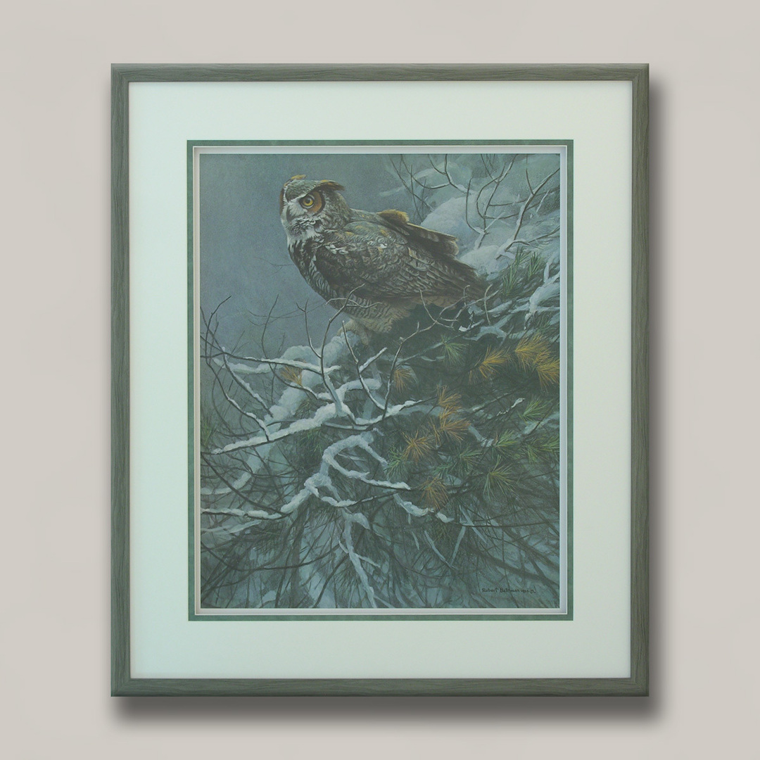 FramingNook's tweet image. #RobertBateman Owl - not a lot of these prints getting framed anymore but we still see His amazing work, from time to time!  #CustomFraming #CustomFrames #RedDeer