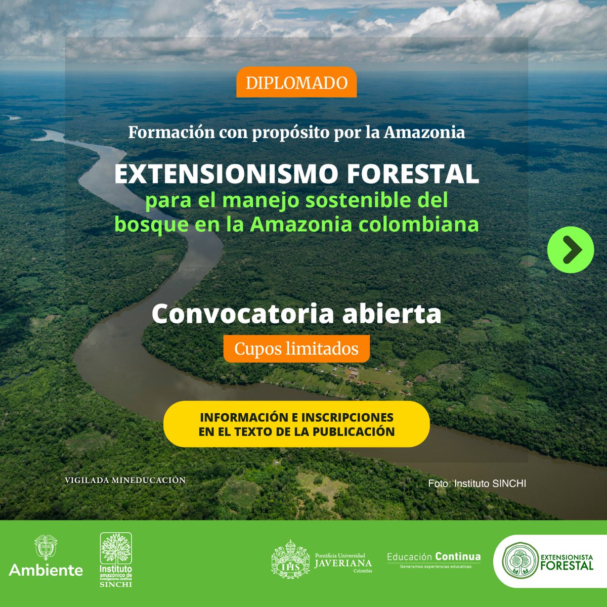 Facultad de Estudios Ambientales y Rurales (@fearpuj) on Twitter photo 🌿 ¡Amazonía te llama! 🌿 Diplomado en Extensionismo Forestal (virtual + inmersión). Si eres profesional/técnico ambiental, ¡esta es tu oportunidad! 🌳 8 semanas. ¡Inscríbete!
<a href="/UniJaveriana/">Pontificia Universidad Javeriana</a> forms.gle/meVNCEtvAHiLcD… #Amazonía #FormaciónAmbiental #Sostenibilidad 🌿 ¡Amazonía te llama! 🌿 Diplomado en Extensionismo Forestal (virtual + inmersión). Si eres profesional/técnico ambiental, ¡esta es tu oportunidad! 🌳 8 semanas. ¡Inscríbete!
<a href="/UniJaveriana/">Pontificia Universidad Javeriana</a> forms.gle/meVNCEtvAHiLcD… #Amazonía #FormaciónAmbiental #Sostenibilidad