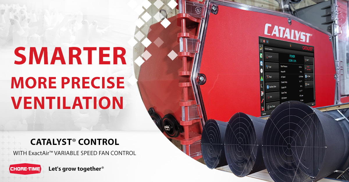 🌡️ Take Control of Your Poultry House Climate 🐔

Chore-Time’s CATALYST®️ Control with ExactAir™️ Variable Speed Fan Control gives you smarter, more precise ventilation, so your birds stay comfortable.

👉 Learn more about CATALYST Controls today: choretime.com/catalystcontro…