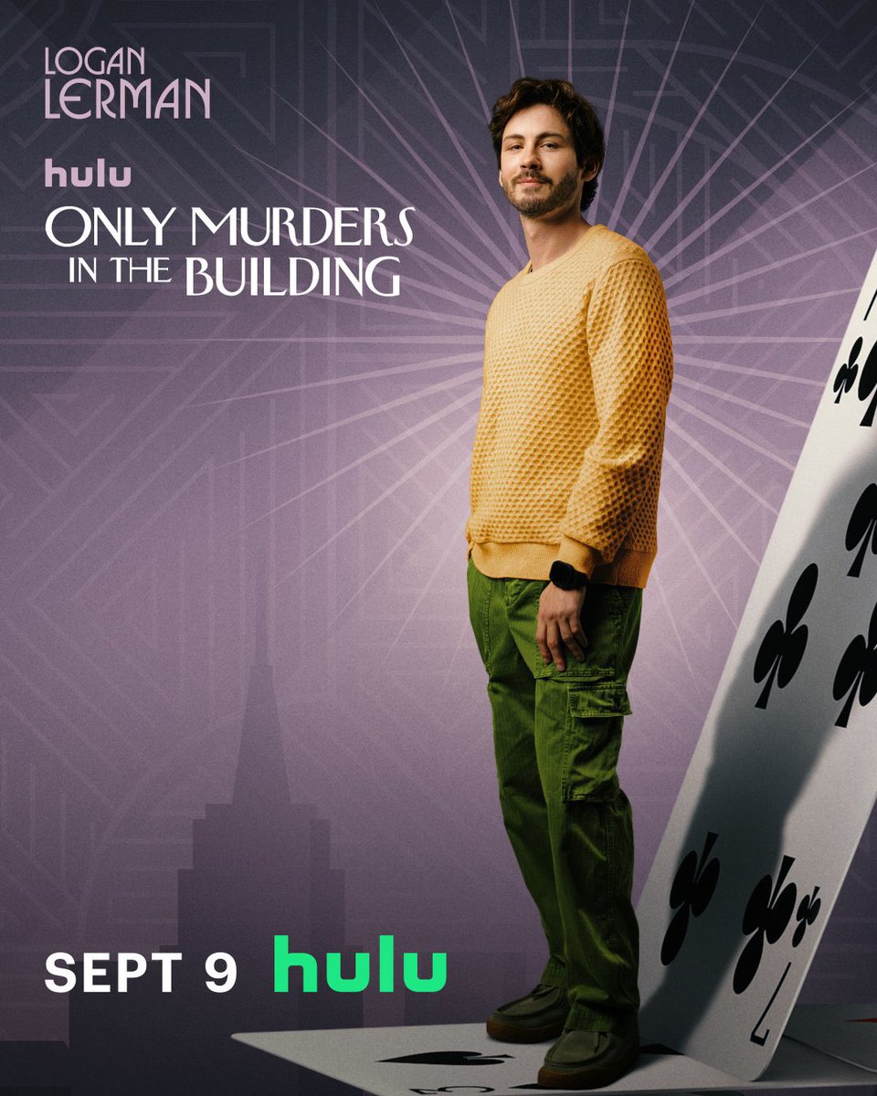 A character poster for Logan Lerman in ‘ONLY MURDERS IN THE BUILDING’ Season 5 has been released. 

Premiering September 9 on Hulu.