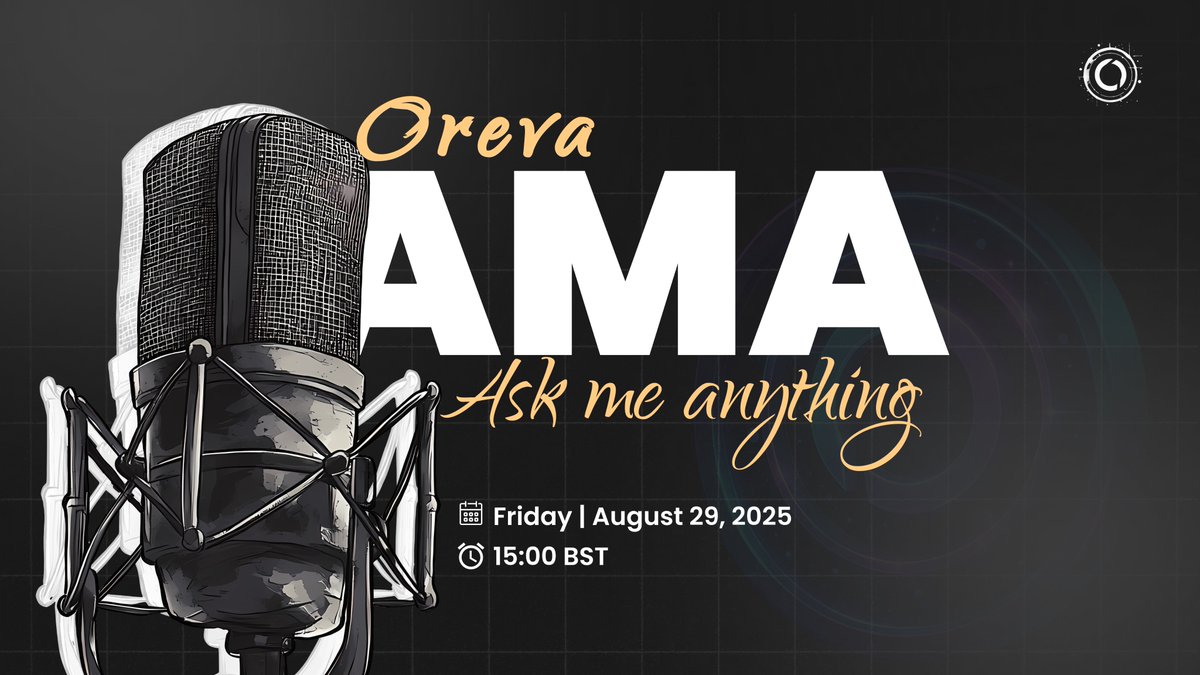 ✨ Our renewed commitment: share Oreva’s journey with you.

This Friday🎙️we go LIVE to reignite the vision 🌌 from Testnet to Mainnet ⚡, NFTs 🎨, and our first-of-its-kind token sustainability tech 🔗 Shards on TON.

🗓️ Friday|August 29, 2025
⏲️ 15:00 BST

#BuiltonTON #Oreva