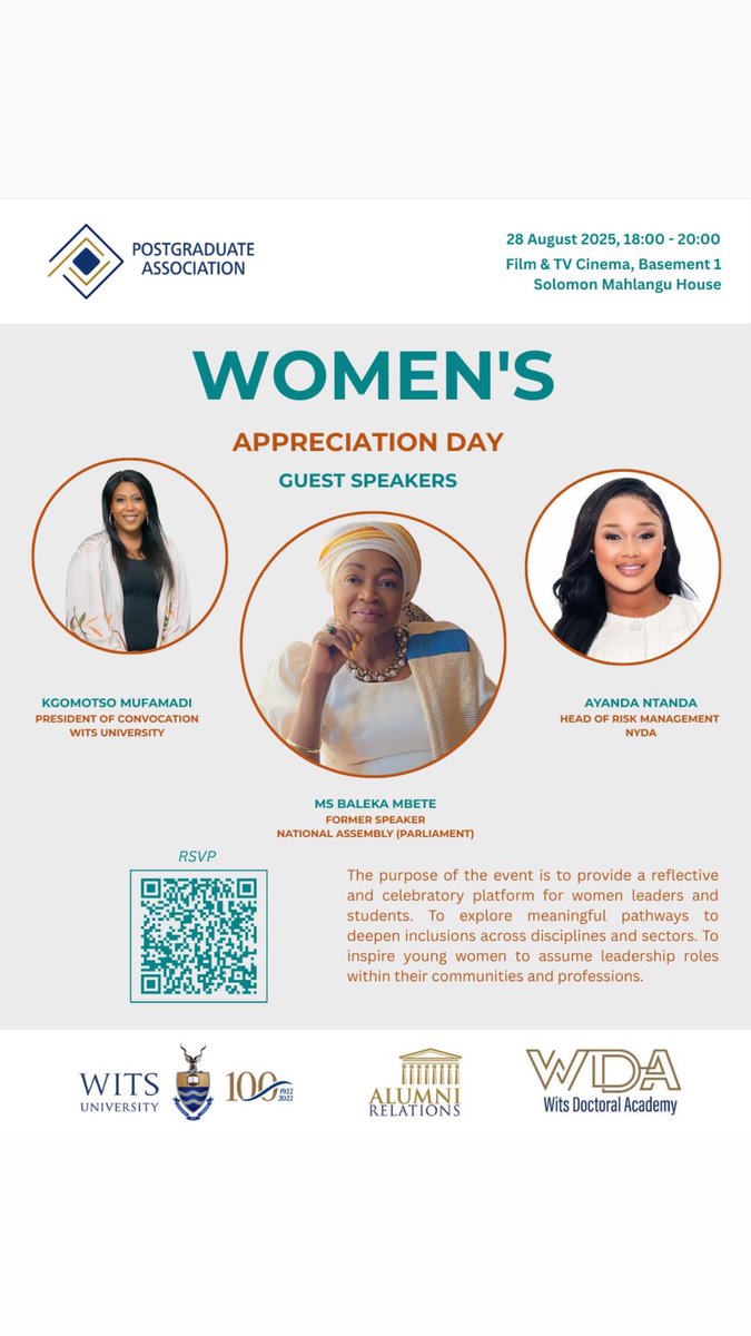 Dr_Ntanda's tweet photo. Honoured to be invited by the @witspga - the Wits Postgraduate Association to join the Women’s Month Leadership Dialogue under the theme: “Progress in Driving an Inclusive Society.” 🌍✨
#WitsUniversity #LeadershipDialogue #WomensMonth #InclusiveSociety  #DigitalTransformation https://t.co/KkXlWiIx6b