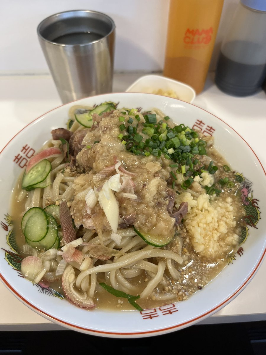 tm20190322's tweet photo. #ハイパーファットン
#冷や汁ラーメン
300g、ニンニク、アブラ、ショウガ、ご飯
ハイパーファットンの冷やしはやはりうますぎる。ライスまで頼んだのは久しぶり。スープもほぼ完飲で、ご馳走でした。 https://t.co/uesb5cLxfK