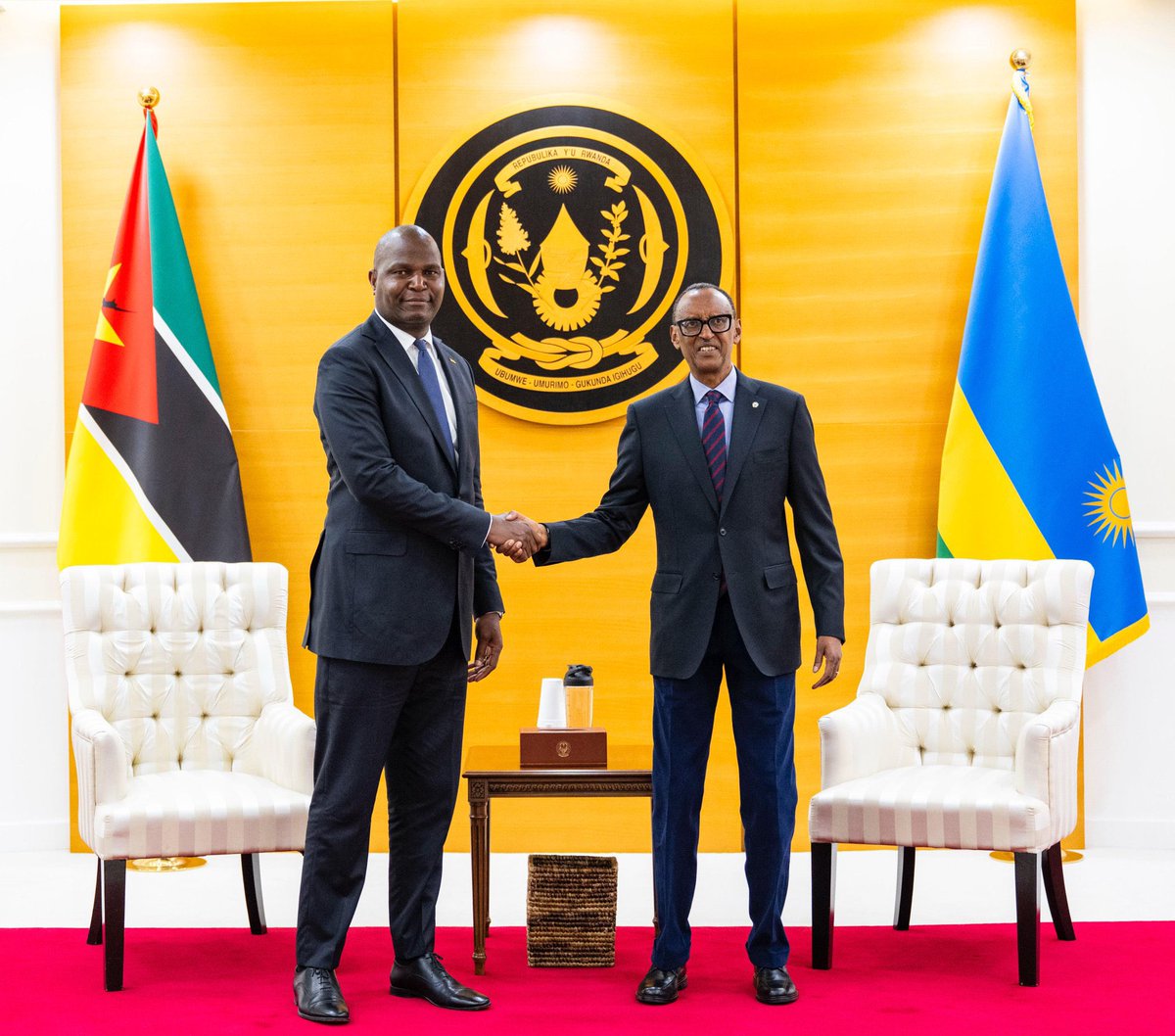 Le président Kagame a reçu le président de la République du #Mozambique, Daniel Francisco Chapo, qui entame une visite de travail de deux jours au #Rwanda.
