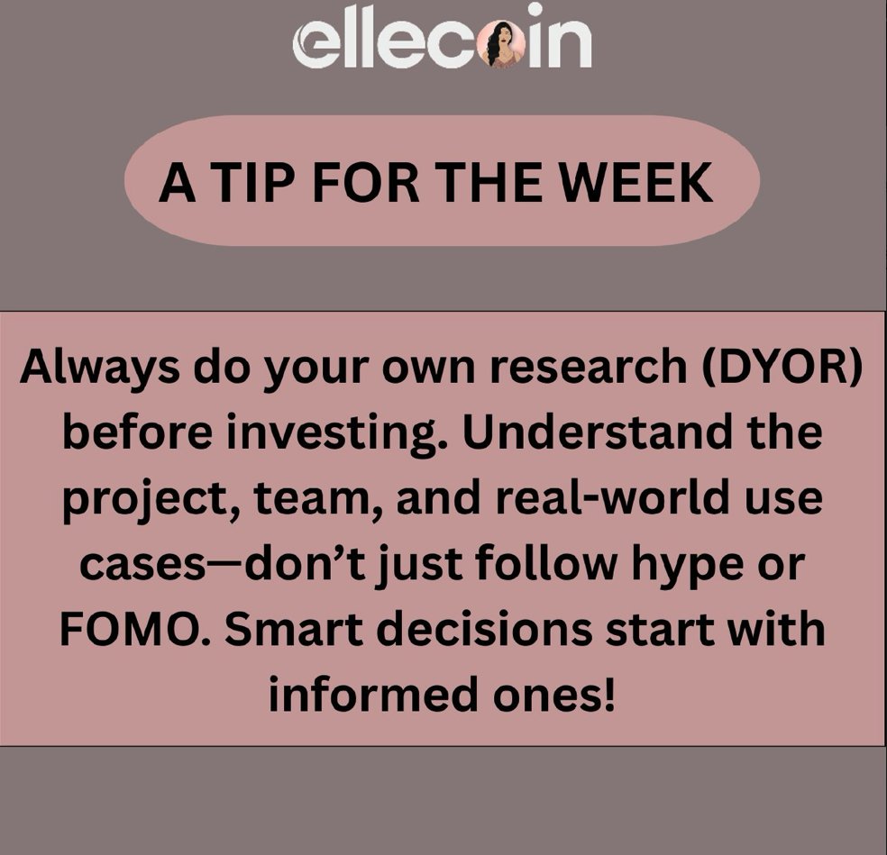 Happy Monday ElleCoin community! Here is an important tip to start out this week :) 

#Ellecoin #Blockchain #Crypto