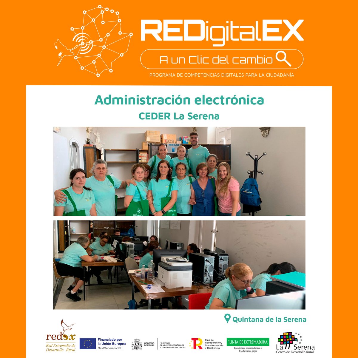 💻 La formadora del CEDER La Serena, Corina Barbu, enseñó al Colaborativo Rural de Quintana de la  Serena:
 
➡️A realizar trámites electrónicos.
➡️Obtener, instalar y usar el certificado digital.
➡️Identificarse con Cl@ve PIN y Cl@ve Permanente.
➡️Acceder a la Carpeta Ciudadana.