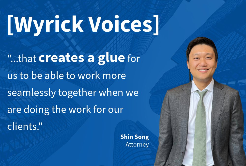 Strong relationships are built both inside and outside the office. For Shin, thoughtful firm-wide events and informal team gatherings help create the trust and connection between colleagues that carry into client work. 

Discover more Wyrick Voices here: loom.ly/Q7Y5-Xk