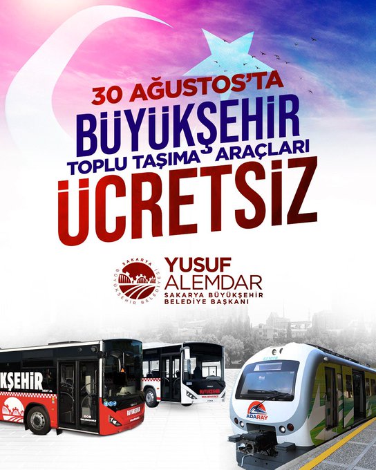 Zafer Bayramı’nda Ücretsiz Ulaşım
