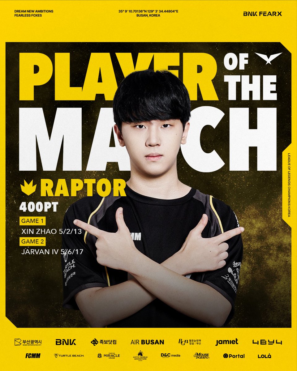 BNKFEARXLoL's tweet image. 𝟮𝟬𝟮𝟱 𝗟𝗖𝗞 | 𝗠𝗔𝗧𝗖𝗛 𝟭𝟰𝟮 𝘃𝘀 @_DNF_LoL_ 

Play Of the Match ‘RAPTOR’

#DreamNewAmbitions #LCK #POM #RAPTOR