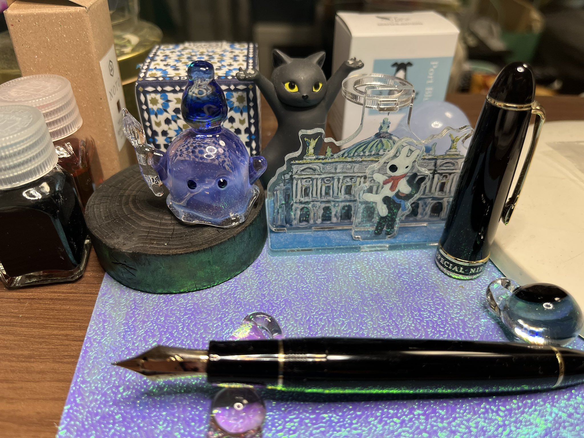 きゃろくろ 木目のガラスペン マロン 極細(EF) ガラスペン きゃろくろガラス工房 名残の雪 花 高級 日本製 あす