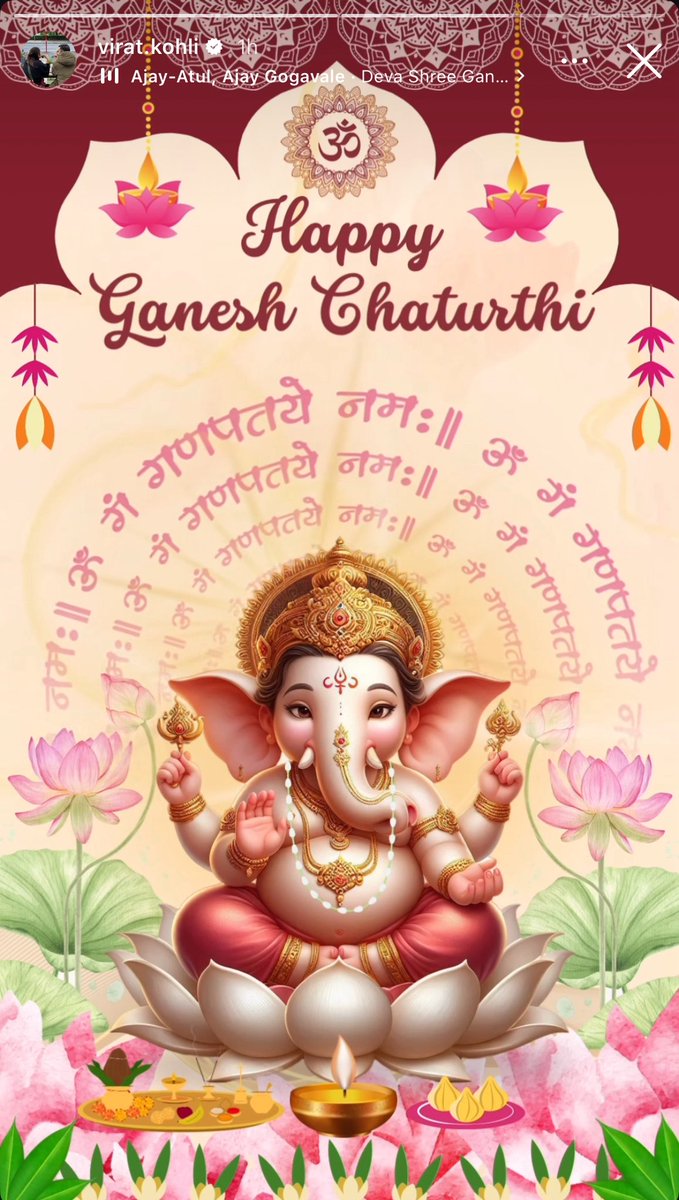 Virat Kohli shares his heartfelt wishes on Ganesh Chaturthi through Instagram Story 🙏✨