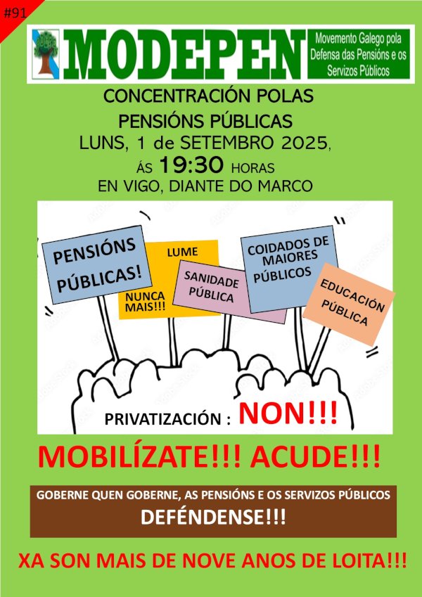 Vigo: Concentración diante do MARCO o día 7 de Xullo. MOBILÍZATE !!! ACUDE !!! - XA SON NOVE ANOS DE LOITA 

modepen.org/index.php/even…