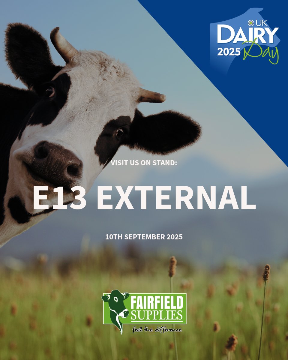 Just 2 weeks to go! 🐮

We're exhibiting at <a href="/UKDairyDay/">UKDairyDay</a> on 10th September. Visit us on stand E13 External to speak to one of our experts! 🌟

We look forward to seeing you!

#fairfield #ukdairyday #farmer  #BackBritishFarming  #Farmers  #FarmLife  #farming